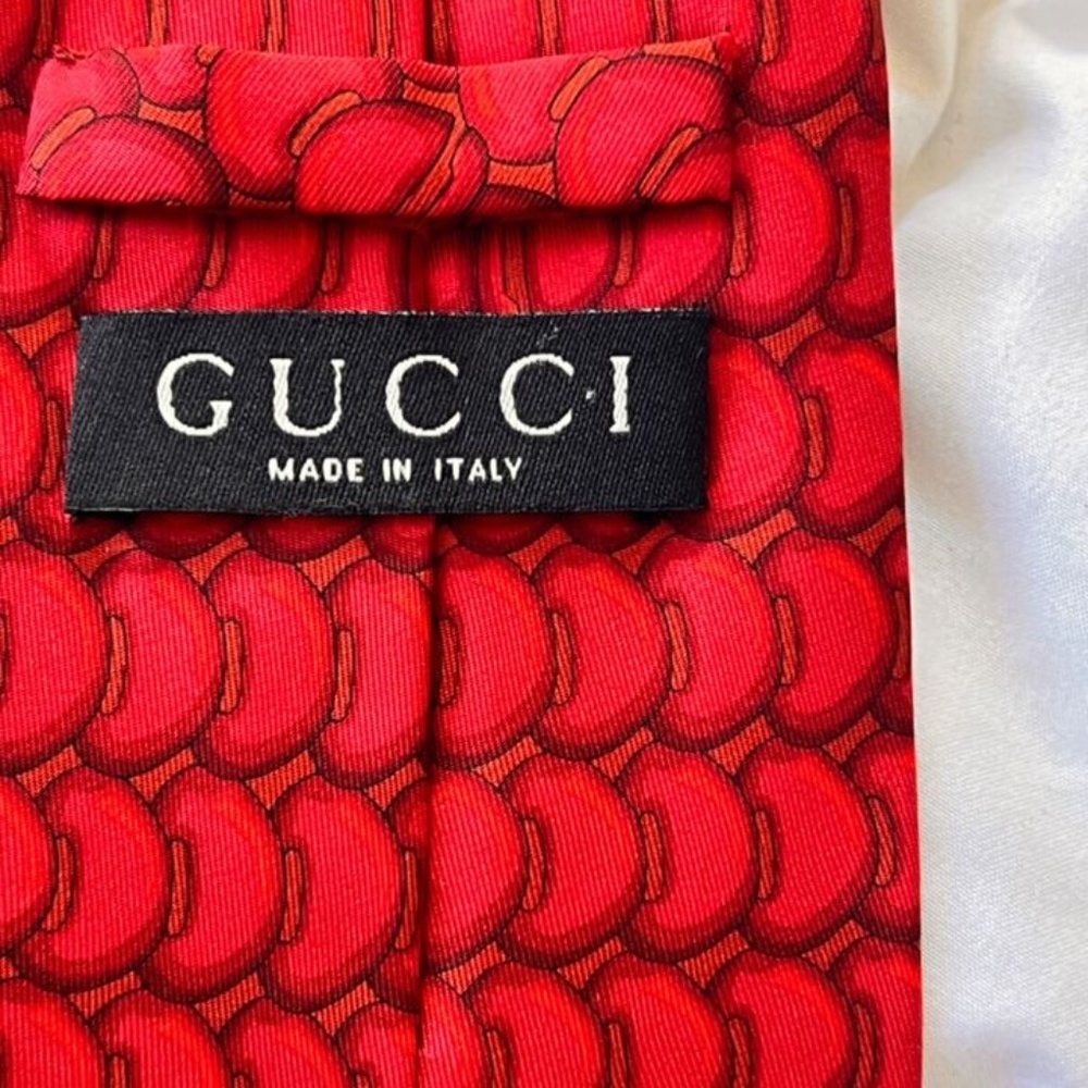 Gucci Silk tie necktie Length 57.48 x Width 3.5 inch red color Men's Authentic